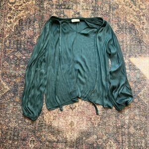 VICI Silk Teal Tie Long Sleeve Top